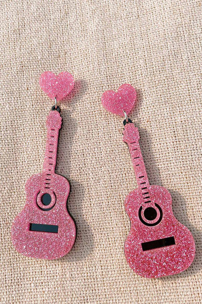 Glitter Guitar Earrings
