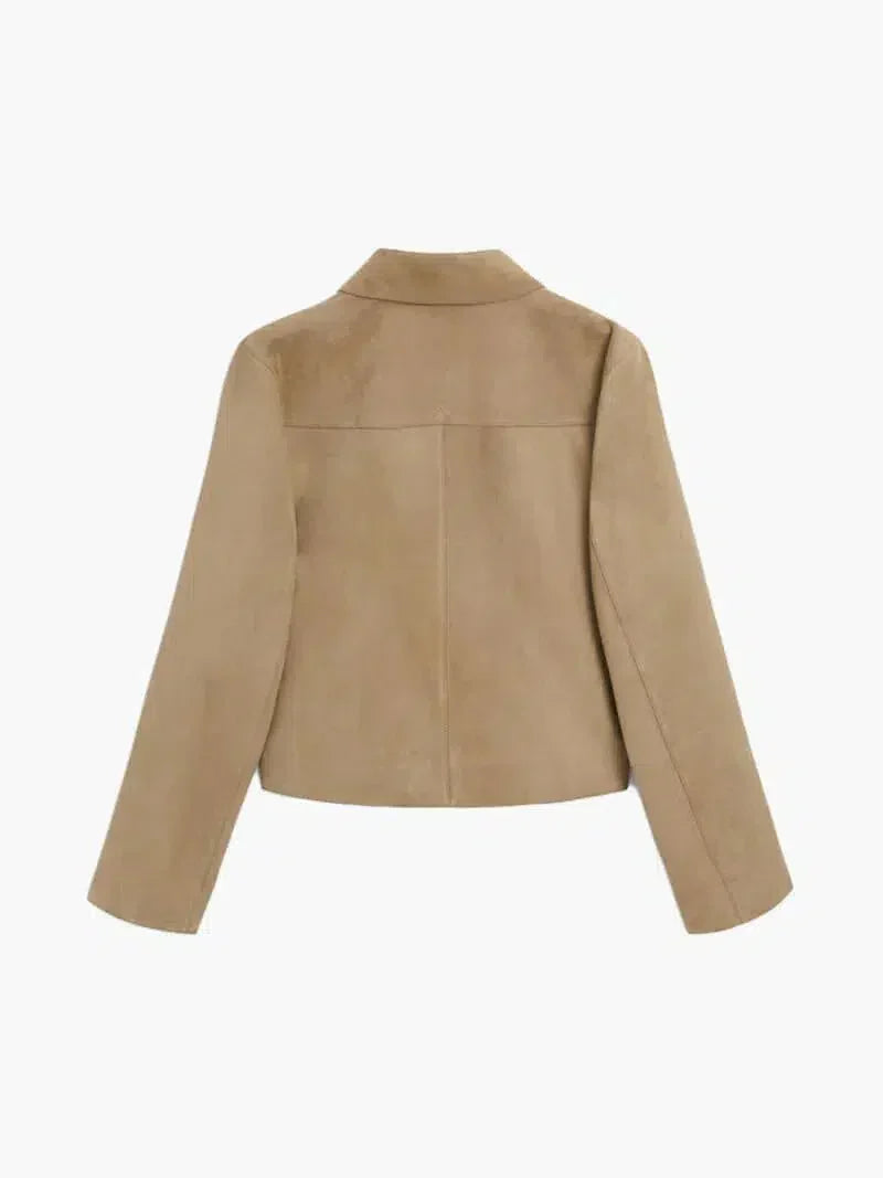 | Cropped Faux Suede Jacket