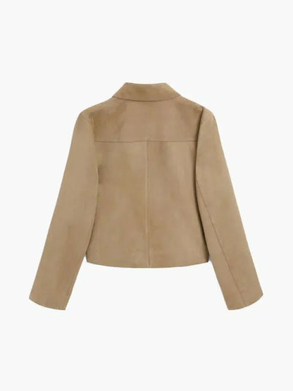 | Cropped Faux Suede Jacket