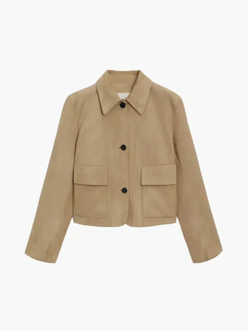 | Cropped Faux Suede Jacket