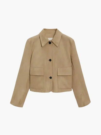 | Cropped Faux Suede Jacket