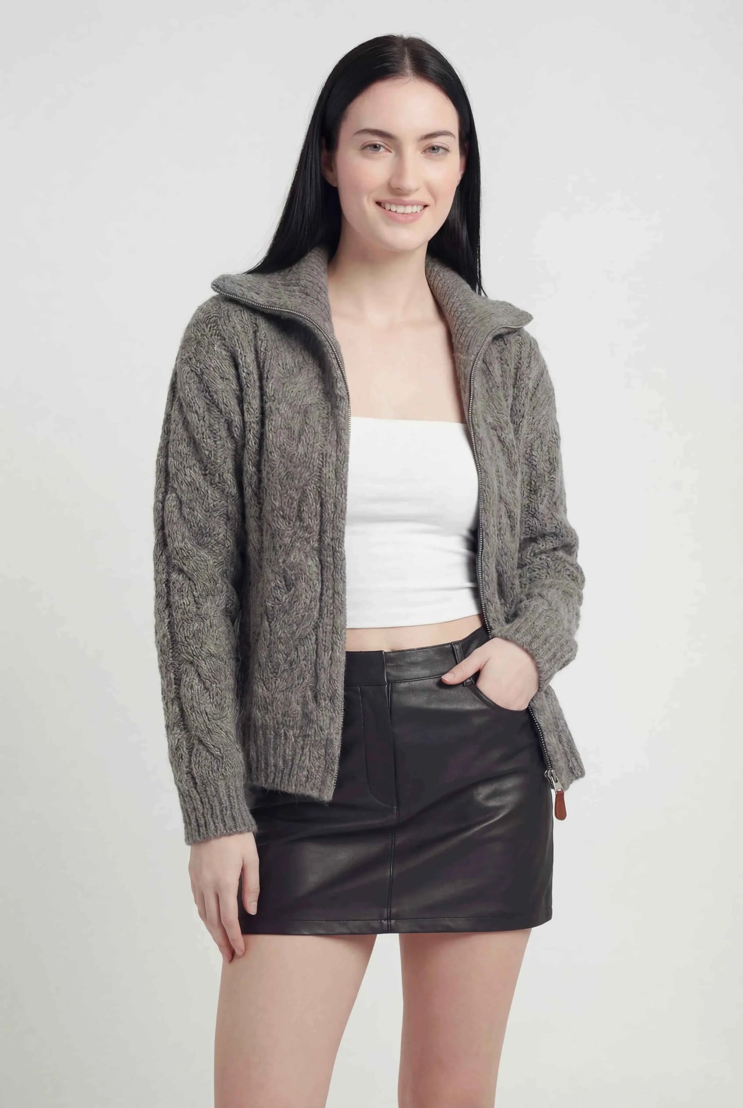 Maison Extra-Heavy Wool Zip Cardigan | Turn-Down Collar | Regular Fit