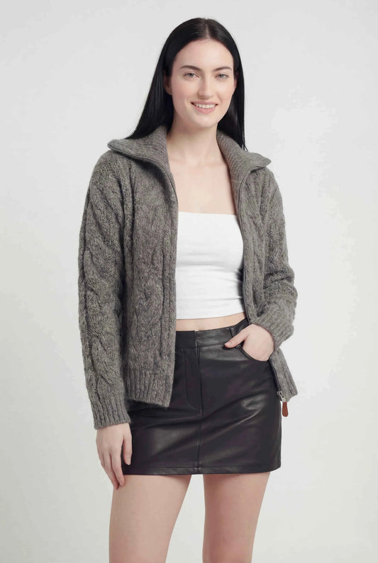 Maison Extra-Heavy Wool Zip Cardigan | Turn-Down Collar | Regular Fit