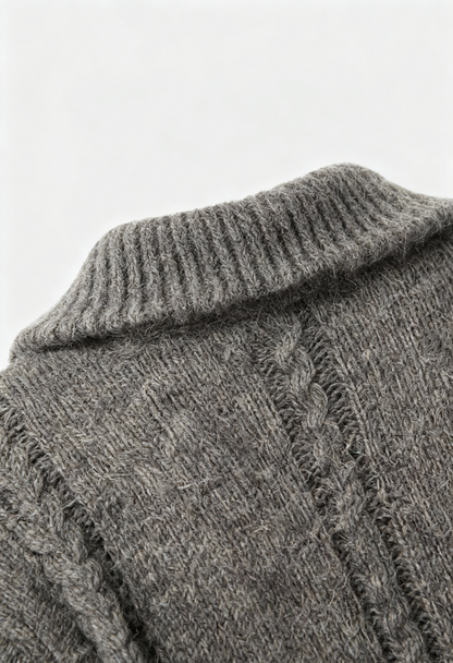 Maison Extra-Heavy Wool Zip Cardigan | Turn-Down Collar | Regular Fit