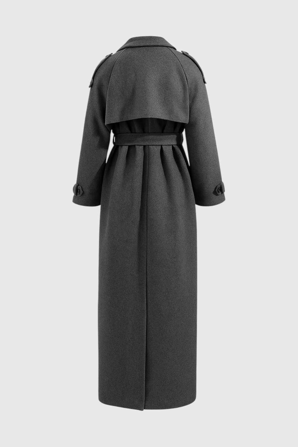 Long Double-Breasted Coat | Belted Waist | Relaxed Fit