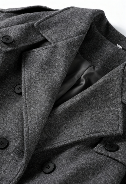 Long Double-Breasted Coat | Belted Waist | Relaxed Fit