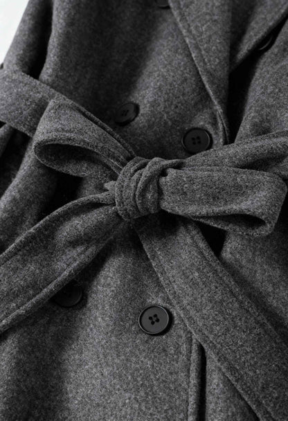 Long Double-Breasted Coat | Belted Waist | Relaxed Fit