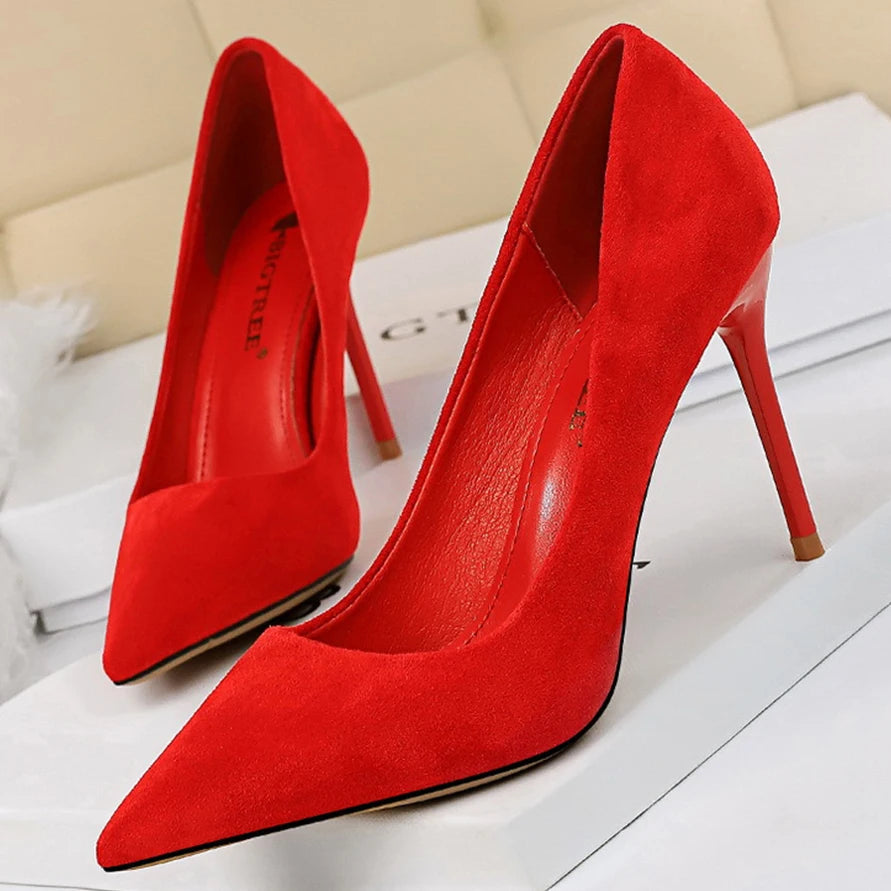 Suede High Heel Pumps for Women - Stylish Office Shoes