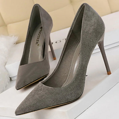 Suede High Heel Pumps for Women - Stylish Office Shoes