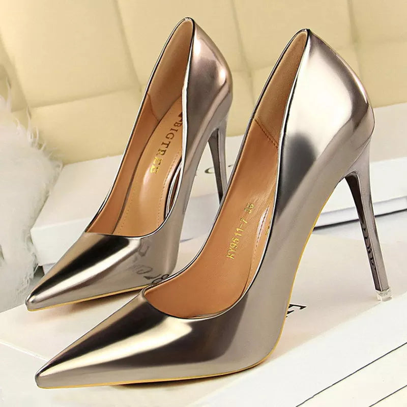 Patent Leather High Heel Wedding Pumps Basic Pump Shoes for Women