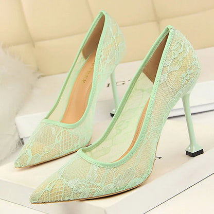 Lace Hollow Stiletto Heels Nightclub Party Shoes for Women