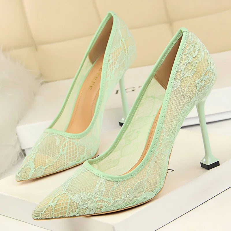 Lace Hollow Stiletto Heels Nightclub Party Shoes for Women