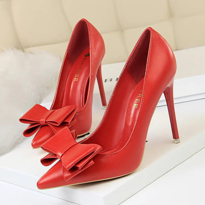 Bow Woman Pumps Sexy High Heels Stiletto Casual Office Shoes for Women