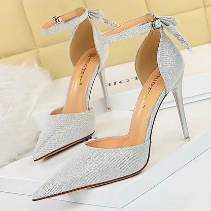 Summer Sequin Cloth High Heel Women Sandals