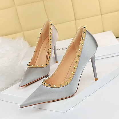 Satin Stiletto High-heeled Single Shoes for a Sexy Nightclub