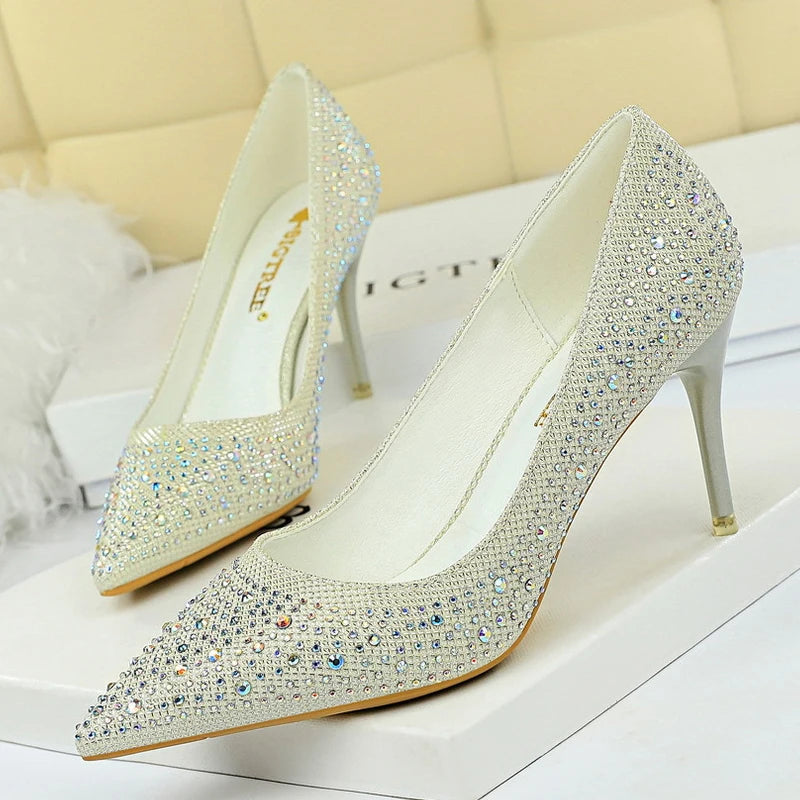 Rhinestone Stiletto Heel Wedding Pumps Fashion Shoes for Women