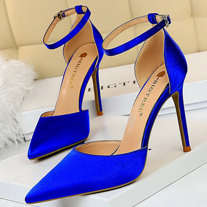 Silk Hollow Out Woman Pumps High Heels for Sexy Party Look