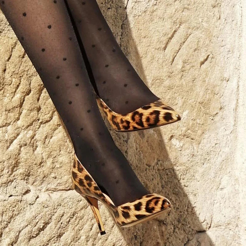 Leopard Pumps Shoes with 2.6 Inch Thin Heels