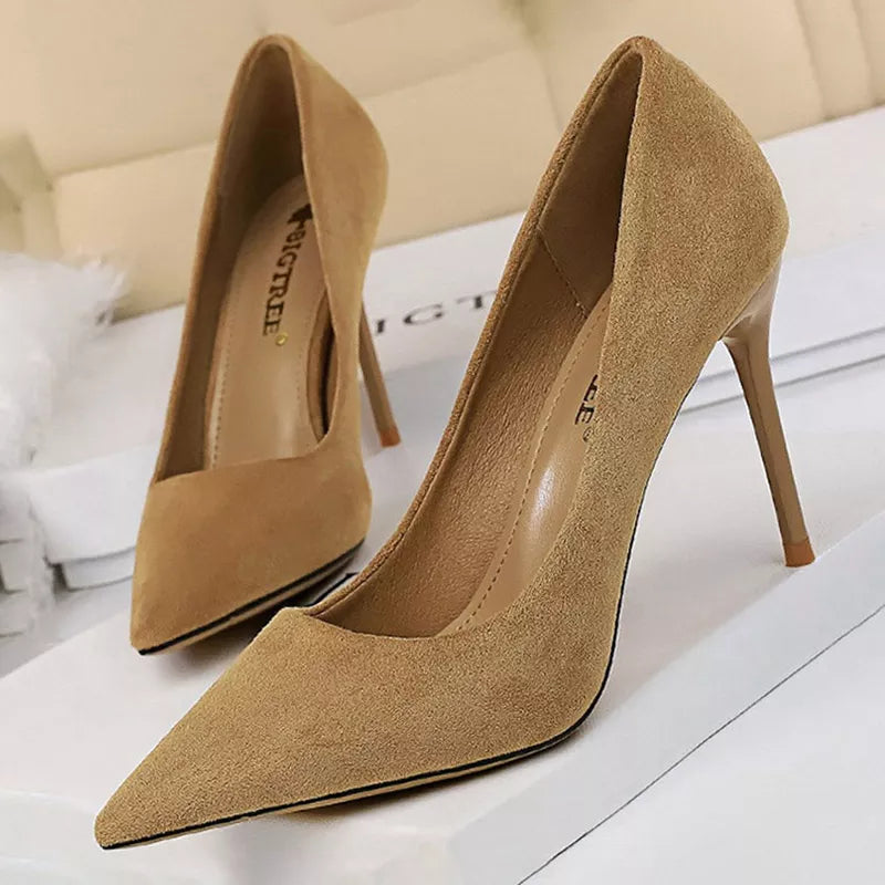 Suede High Heel Pumps - Fashionable Office and Party Shoes