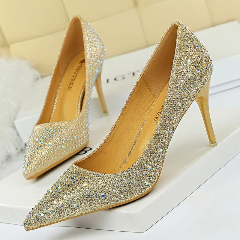 Rhinestone Stiletto Heel Wedding Pumps Fashion Shoes for Women