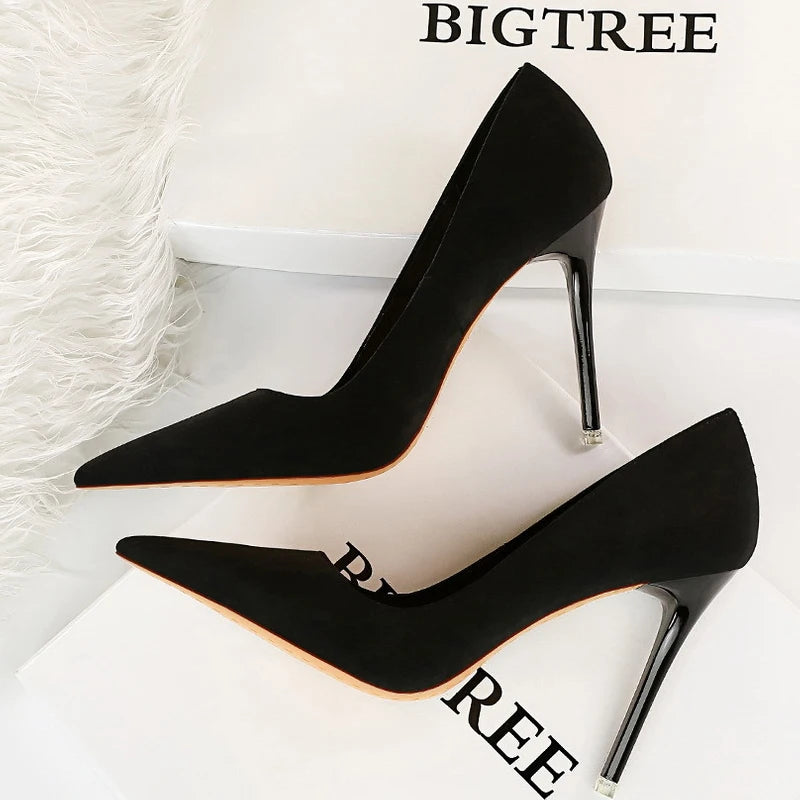 Suede Pumps High Heels Fashion Sexy Party Stiletto Ladies Shoes Women