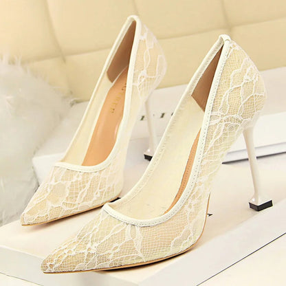 Lace Hollow Stiletto Heels Nightclub Party Shoes for Women
