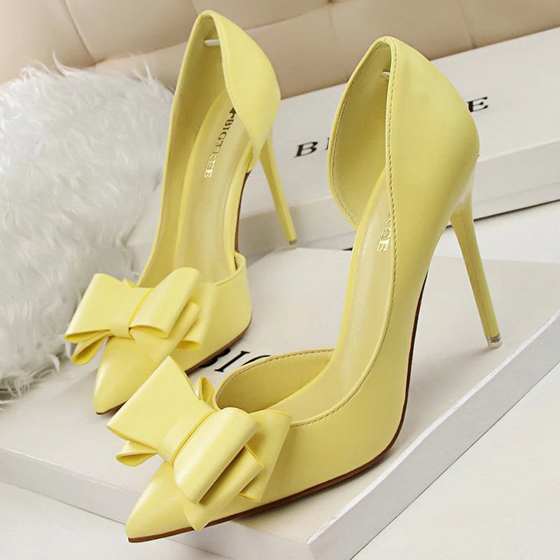 Bow-knot Stiletto Woman Pumps 10.5 Cm Basic Pump Sexy High Heels