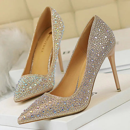 Rhinestone Stiletto Heel Wedding Pumps Fashion Shoes for Women