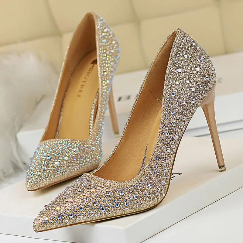 Rhinestone Stiletto Heel Wedding Pumps Fashion Shoes for Women