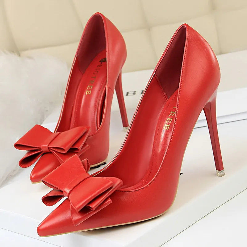 Bow-knot Pumps High Heels Fashion Stiletto Shoes for Women