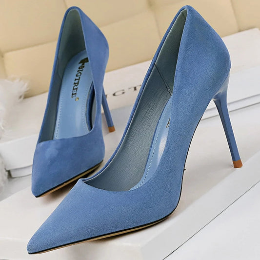 Suede High Heel Pumps for Women - Stylish Office Shoes