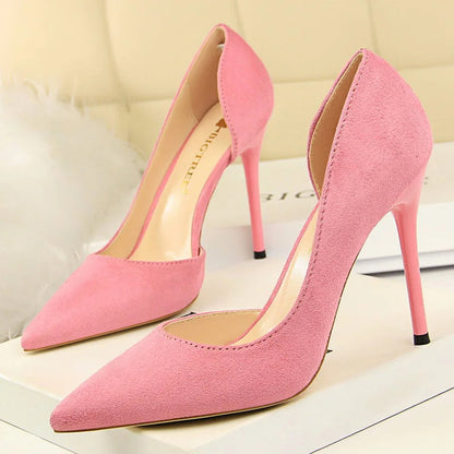 Suede Pointed Toe Stiletto High Heel Pumps for Women