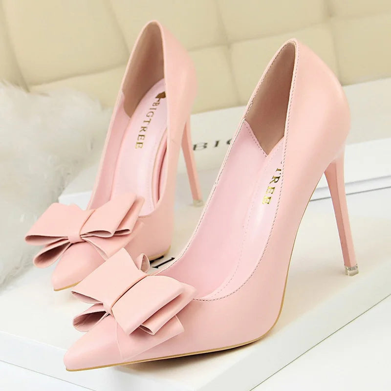 Bow-knot Pumps High Heels Fashion Stiletto Shoes for Women