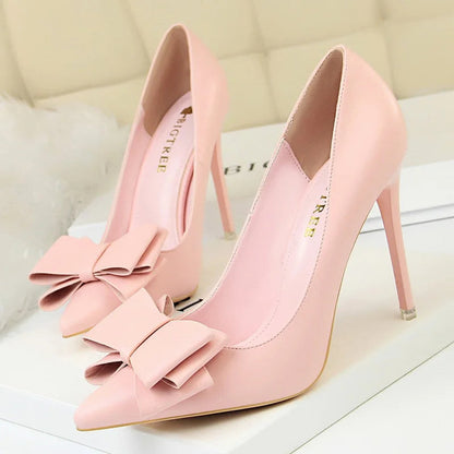 Bow-knot Pumps High Heels Fashion Stiletto Shoes for Women