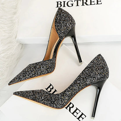 Sequin Cloth Gold Silver Woman Pumps for Wedding with Sexy High Heels
