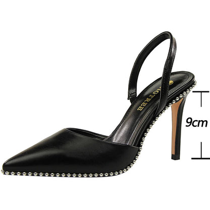 Rivet High Heels Woman Pumps Pu Leather 9cm Sexy Party Women Heels