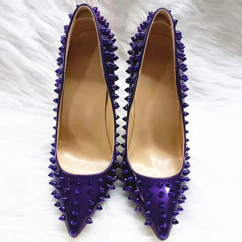 Dark Purple Patent Leather Pointy Toe High Heel Shoes for Sexy Ladies