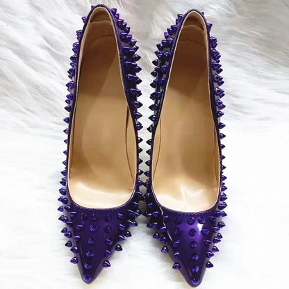Dark Purple Patent Leather Pointy Toe High Heel Shoes for Sexy Ladies