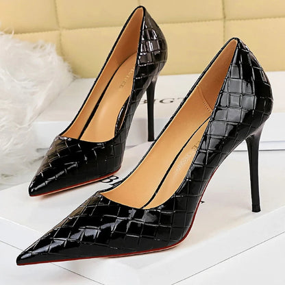 Serpentine High Heel Patent Leather Woman Pumps for Sexy Party Shoes