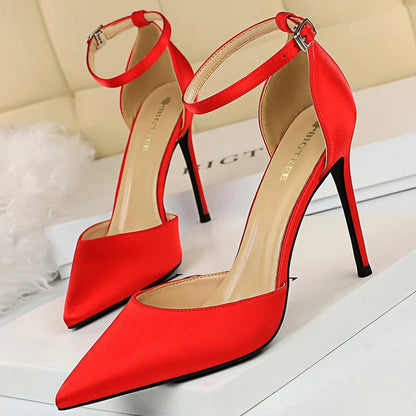 Silk Hollow Out Woman Pumps High Heels for Sexy Party Look