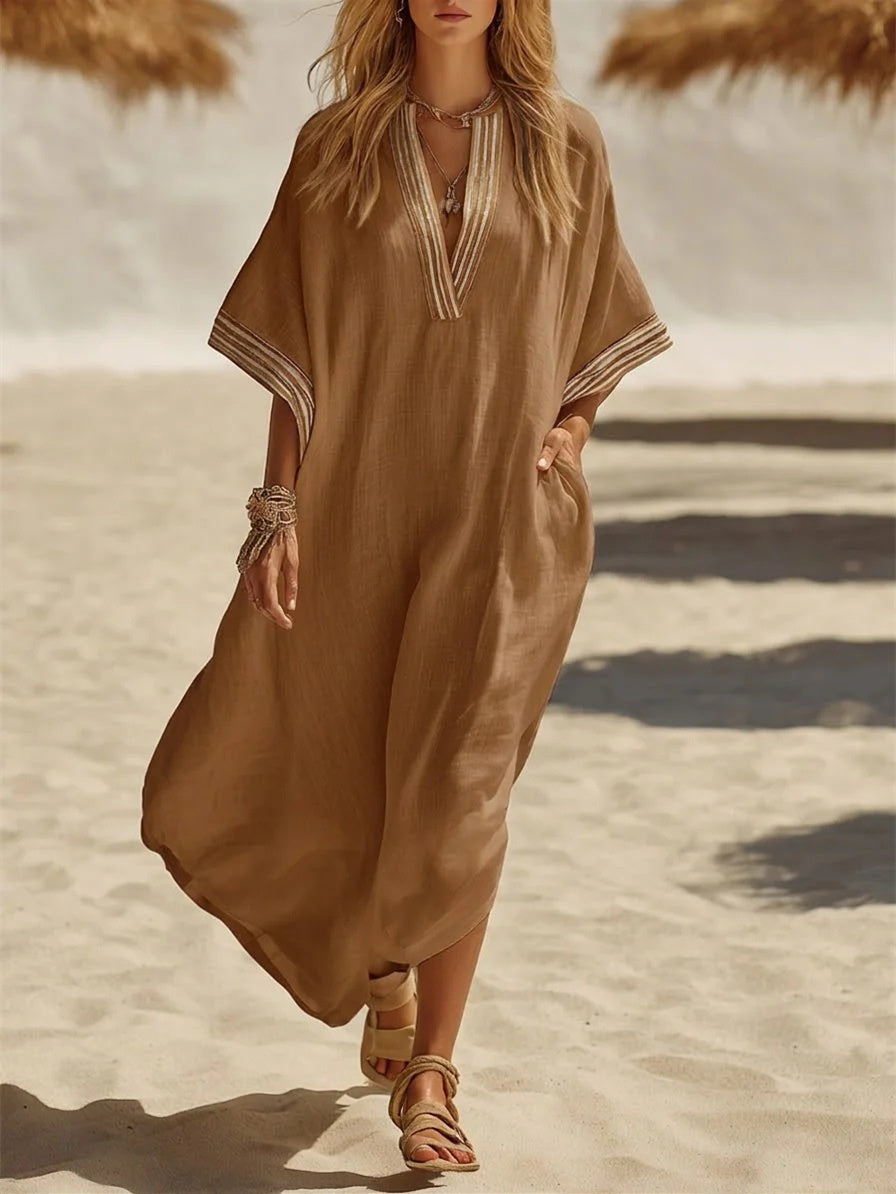 Solid Color Patchwork Dress, Gentle And Simple Long Skirt