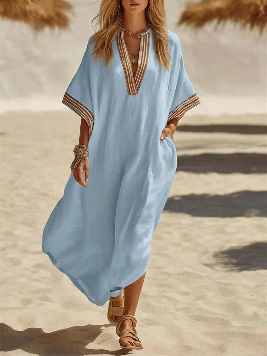 Solid Color Patchwork Dress, Gentle And Simple Long Skirt