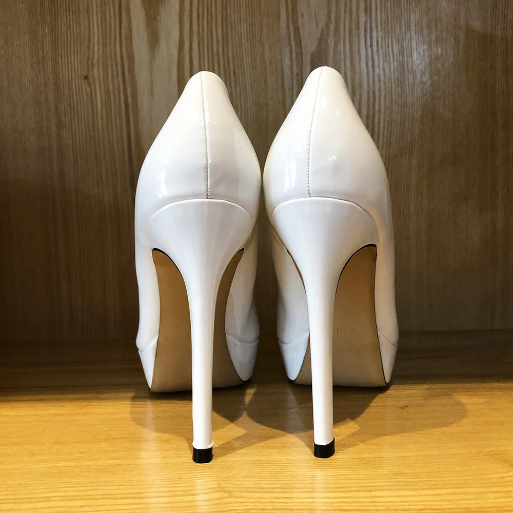 Glossy Pointed Toe Platform High Heels for Elegant Ladies
