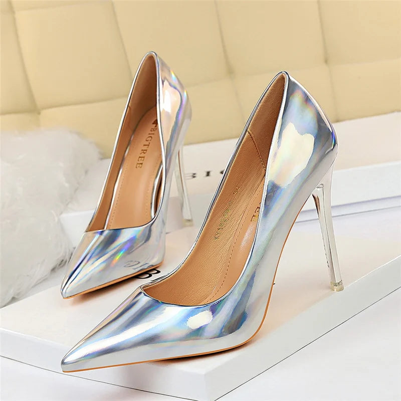 Blue Green Valentine Pumps 10.5cm High Heels Shoes for Women