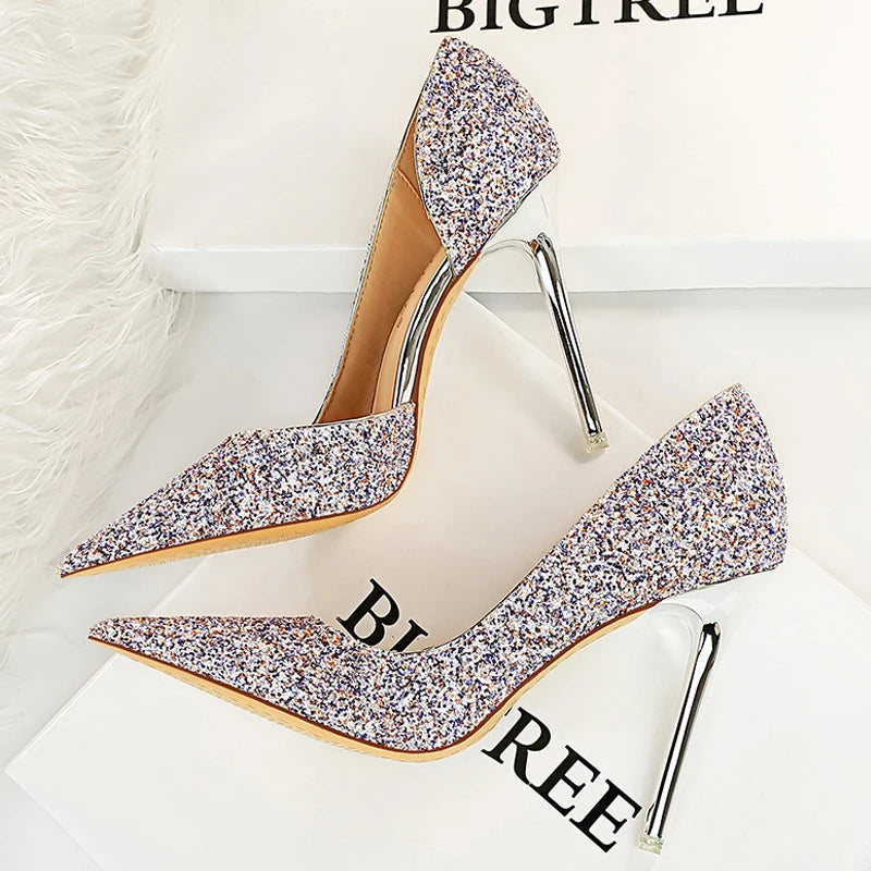 Sequin Cloth Gold Silver Woman Pumps for Wedding with Sexy High Heels