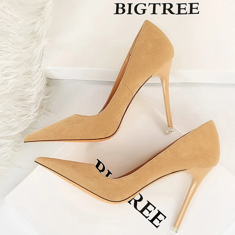 Suede Pumps High Heels Fashion Sexy Party Stiletto Ladies Shoes Women