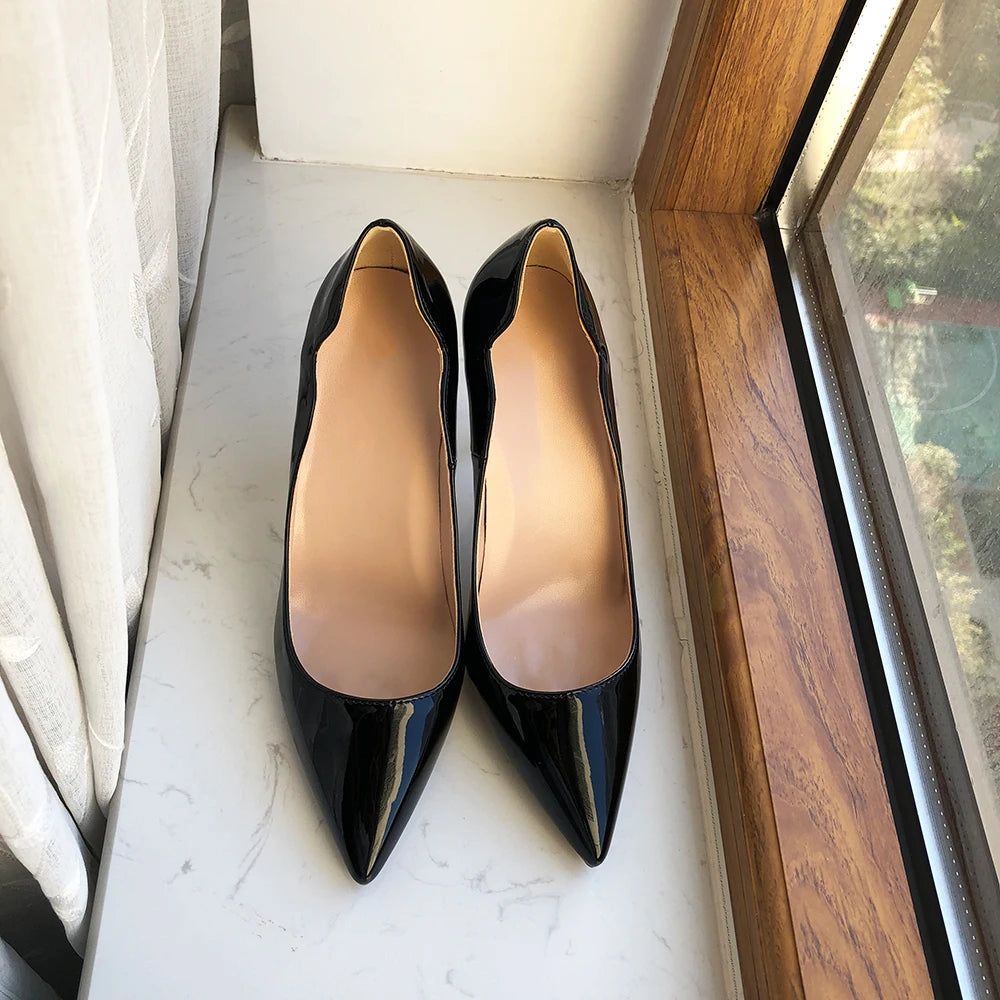 Black Patent Pointy Toe High Heel Shoes