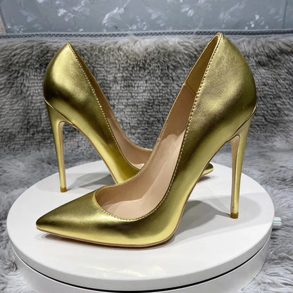 Gold Matte Women PointyToe High Heel Wedding Party Shoes