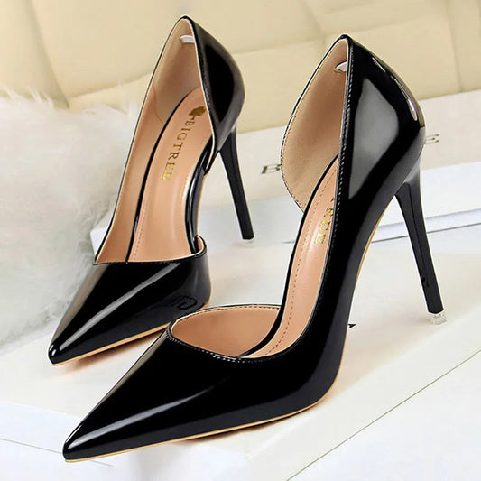 Patent Leather High Heel Pumps for Plus Size Women, Size 43
