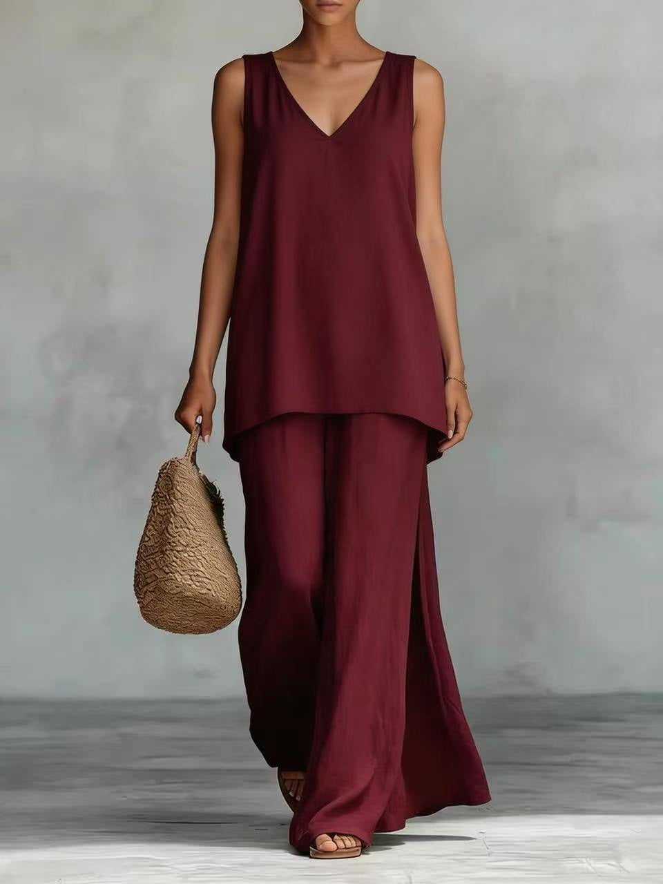 Solid Color Versatile Two-piece Set